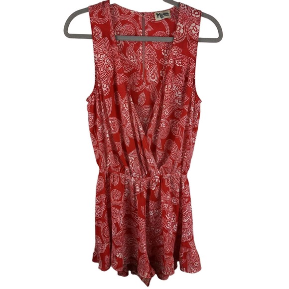 EUC Show Me Your Mumu Womens Sz M Red White Floral Sleeveless One Piece Romper - Picture 2 of 12